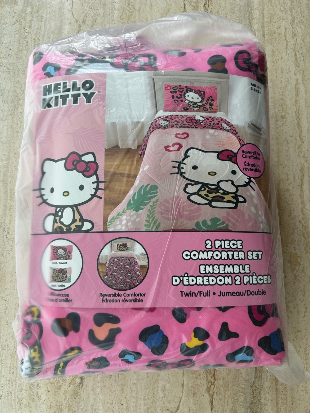 NEW 🆕 Hello Kitty Pink Leopard Print 2-Piece Comforter Set / twin / full bed